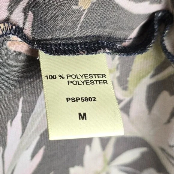 Elan Womens M Maxi Dress Long Lng Sleeve Tie Waist Button Up Black Olive Floral - Picture 4 of 11